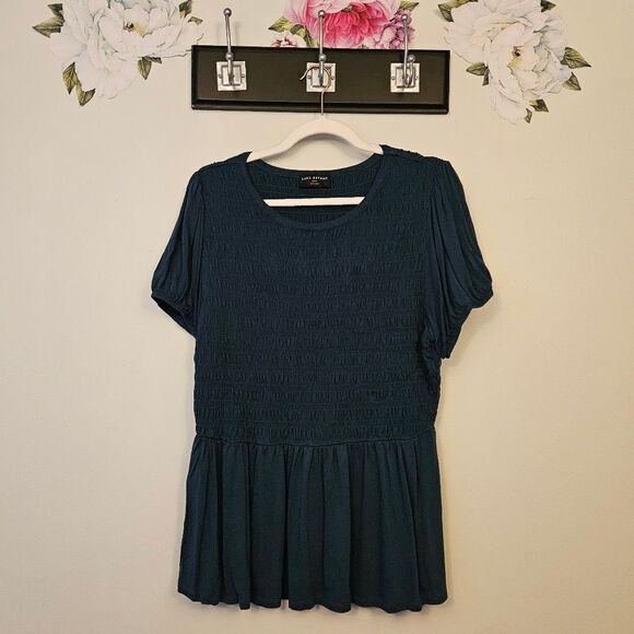 Lane Bryant Smocked Peplum Blouse - Picture 1 of 8